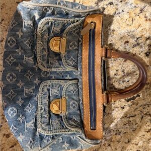 Louis Vuitton Blue and Brown Shoulder Bag with Monogram